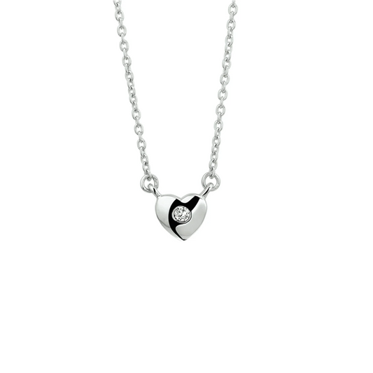 collier hart en zirkonia 1,5 mm 36 + 4 cm zilver gerhodineerd
