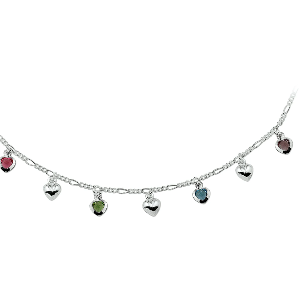 collier hart meerdere kleuren zirkonia 38 cm zilver wit