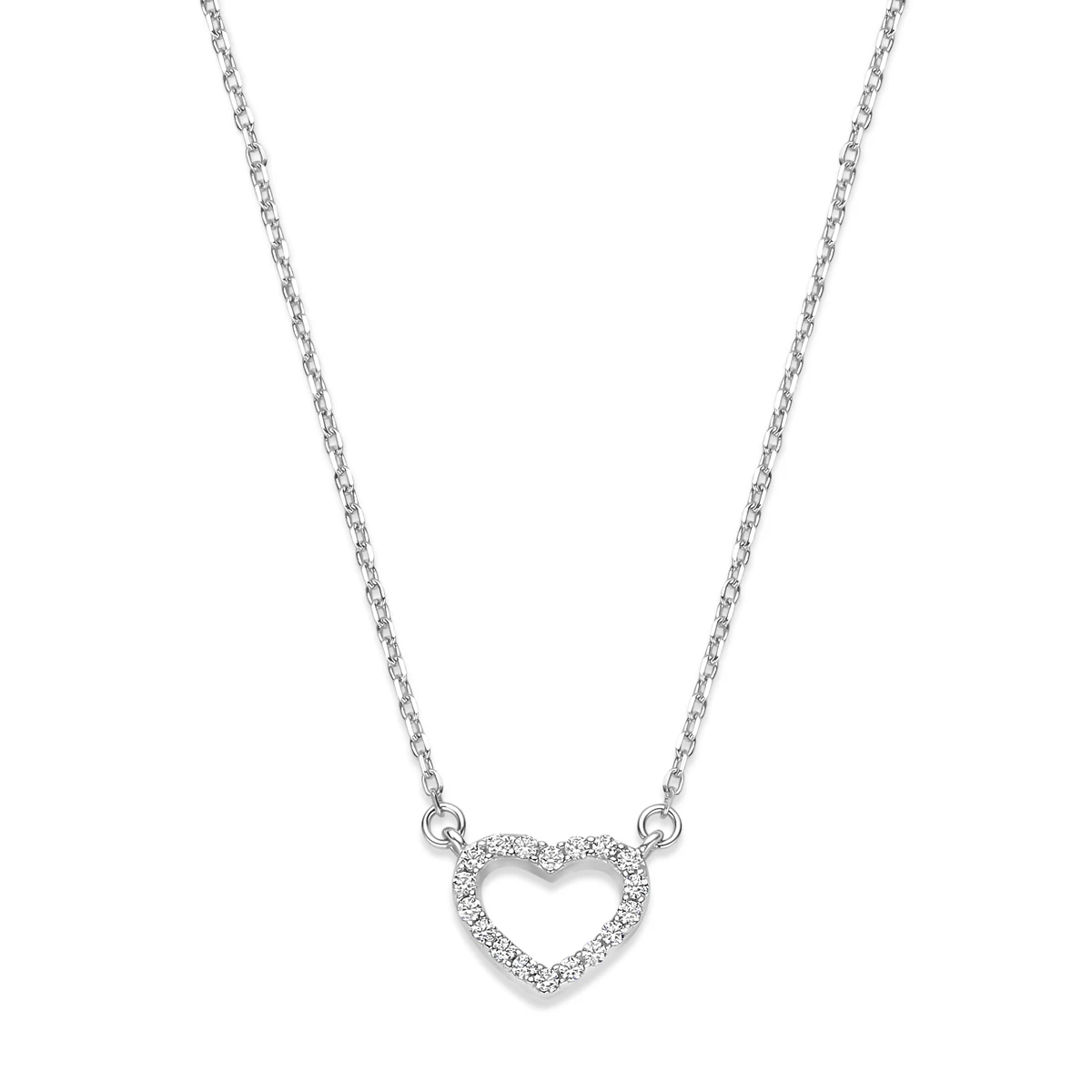 collier hart zirkonia 1,0 mm 40 + 4 cm zilver gerhodineerd