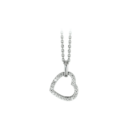 collier hart zirkonia 1,3 mm 41 + 4 cm zilver gerhodineerd