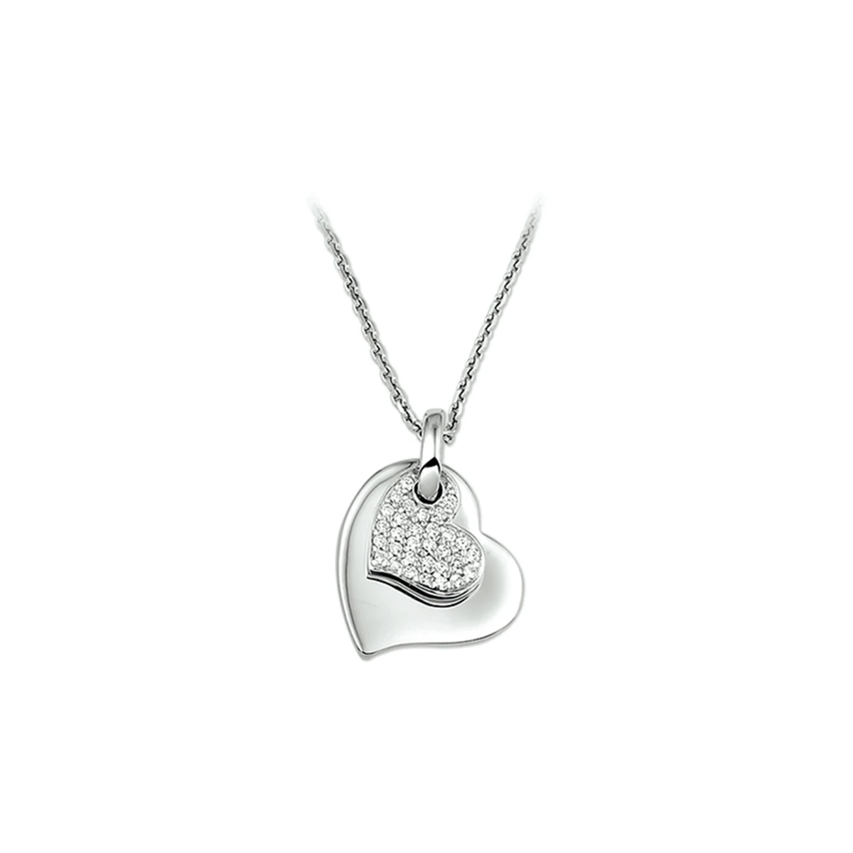 collier hart zirkonia 1,3 mm 41 + 4 cm zilver gerhodineerd