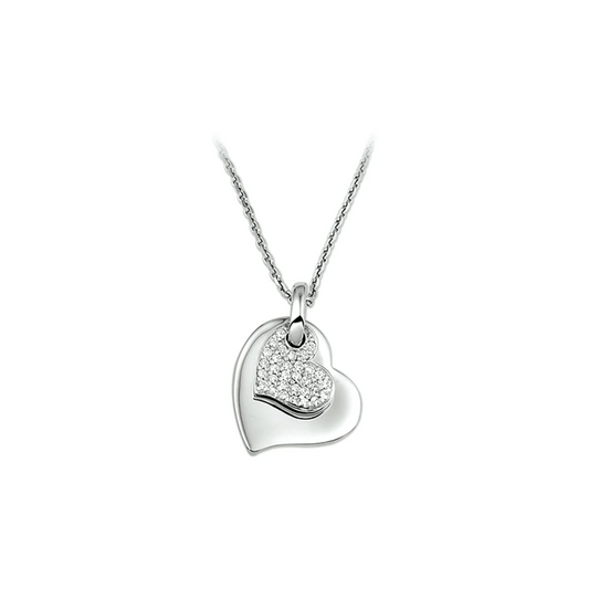 collier hart zirkonia 1,3 mm 41 + 4 cm zilver gerhodineerd
