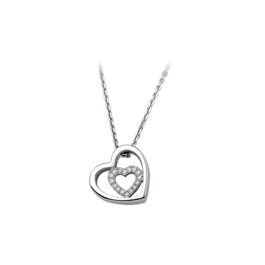 collier hart zirkonia 1,3 mm 41 + 4 cm zilver gerhodineerd