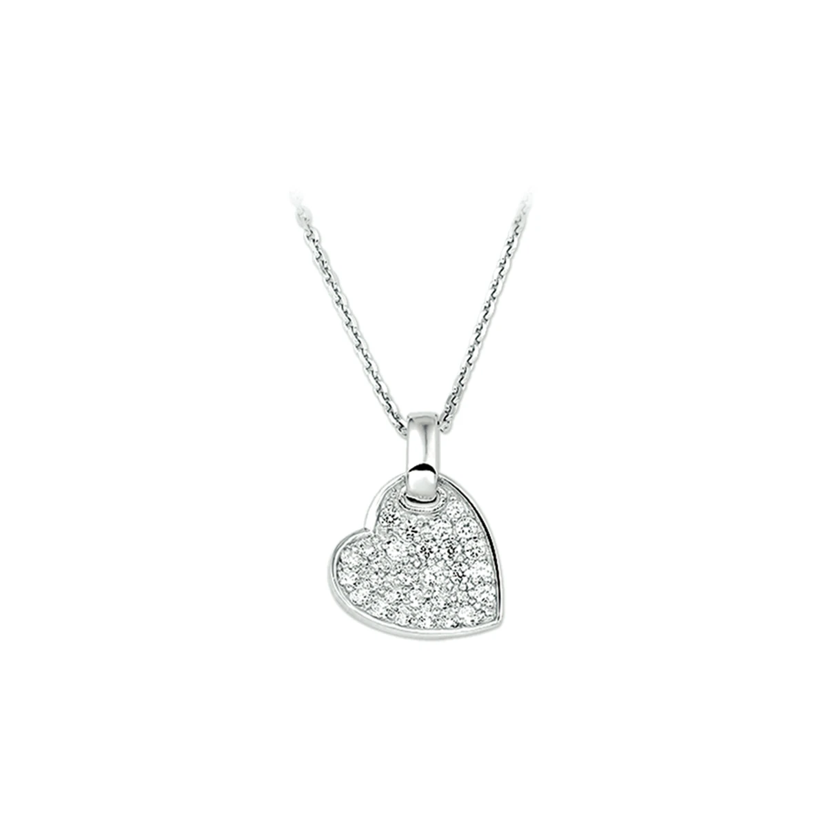 collier hart zirkonia 1,3 mm 41 + 4 cm zilver gerhodineerd