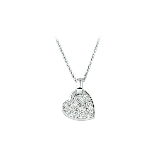 collier hart zirkonia 41 + 4 cm zilver gerhodineerd