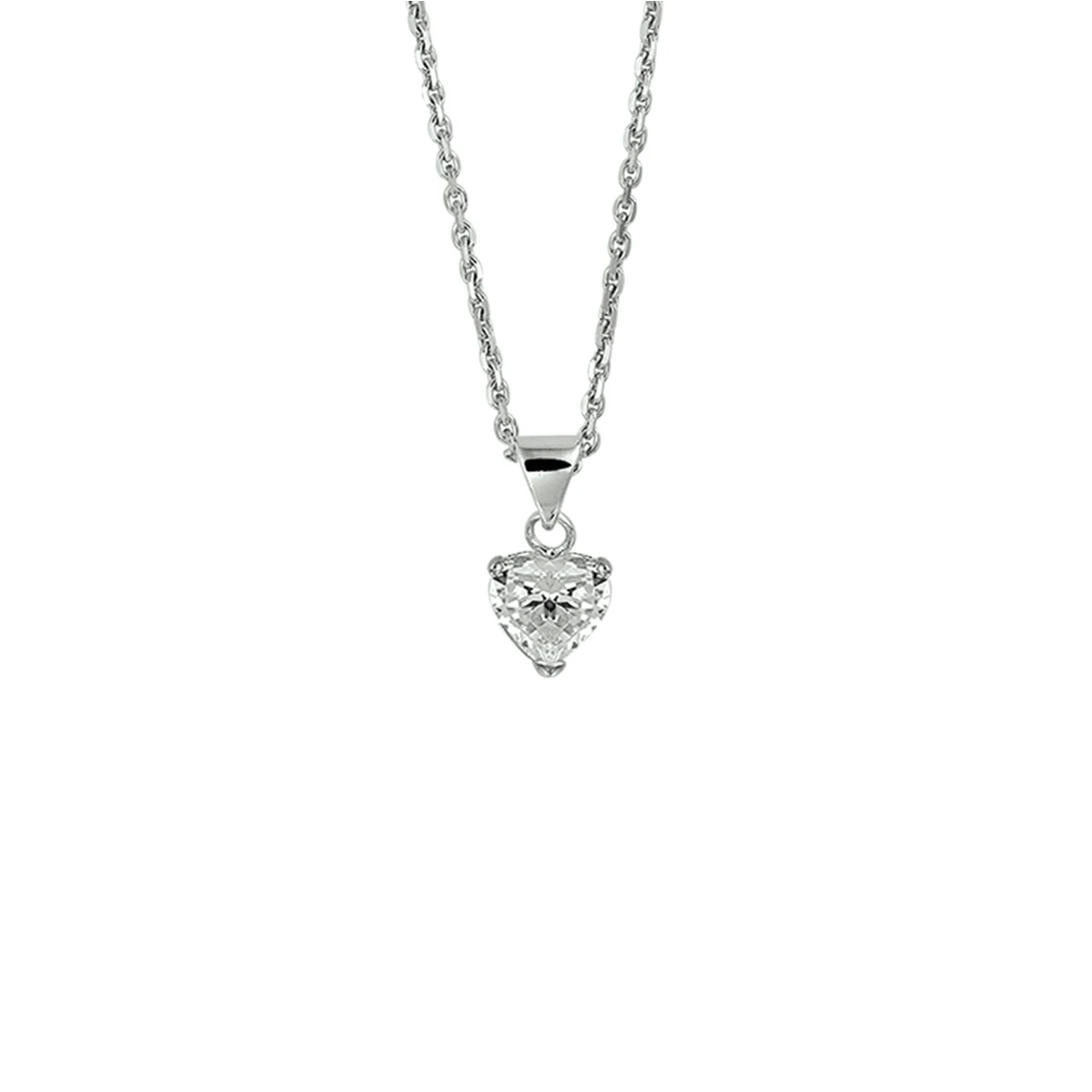 collier hart zirkonia 41 + 4 cm zilver gerhodineerd