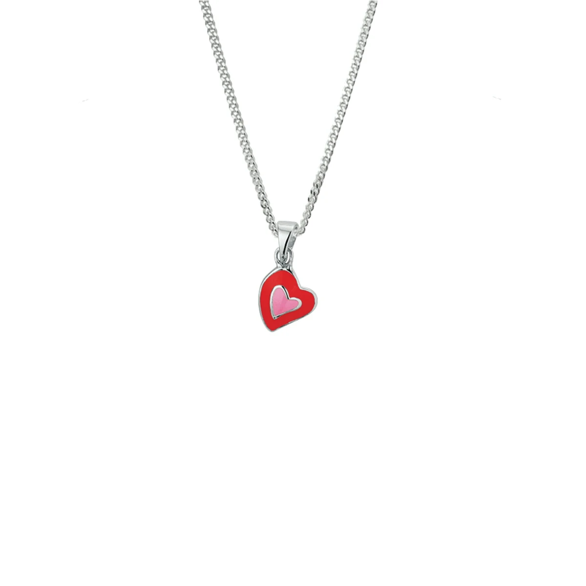 collier hartje emaille 36 + 4 cm zilver gerhodineerd