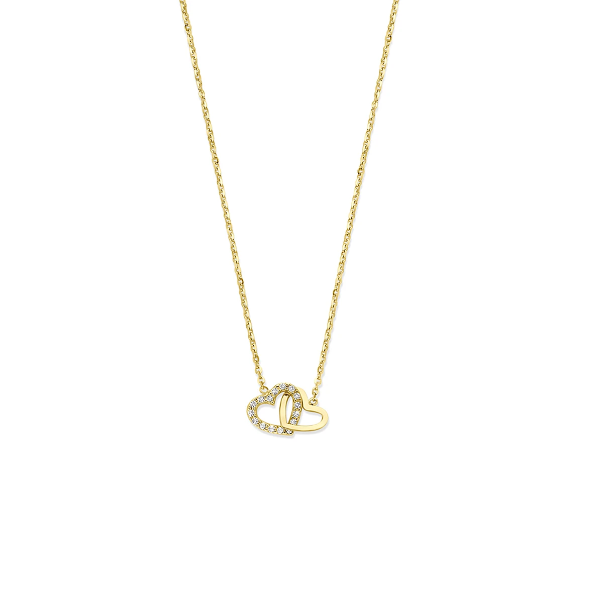 collier hartje zirkonia 40 - 42 - 44 cm 14K geelgoud