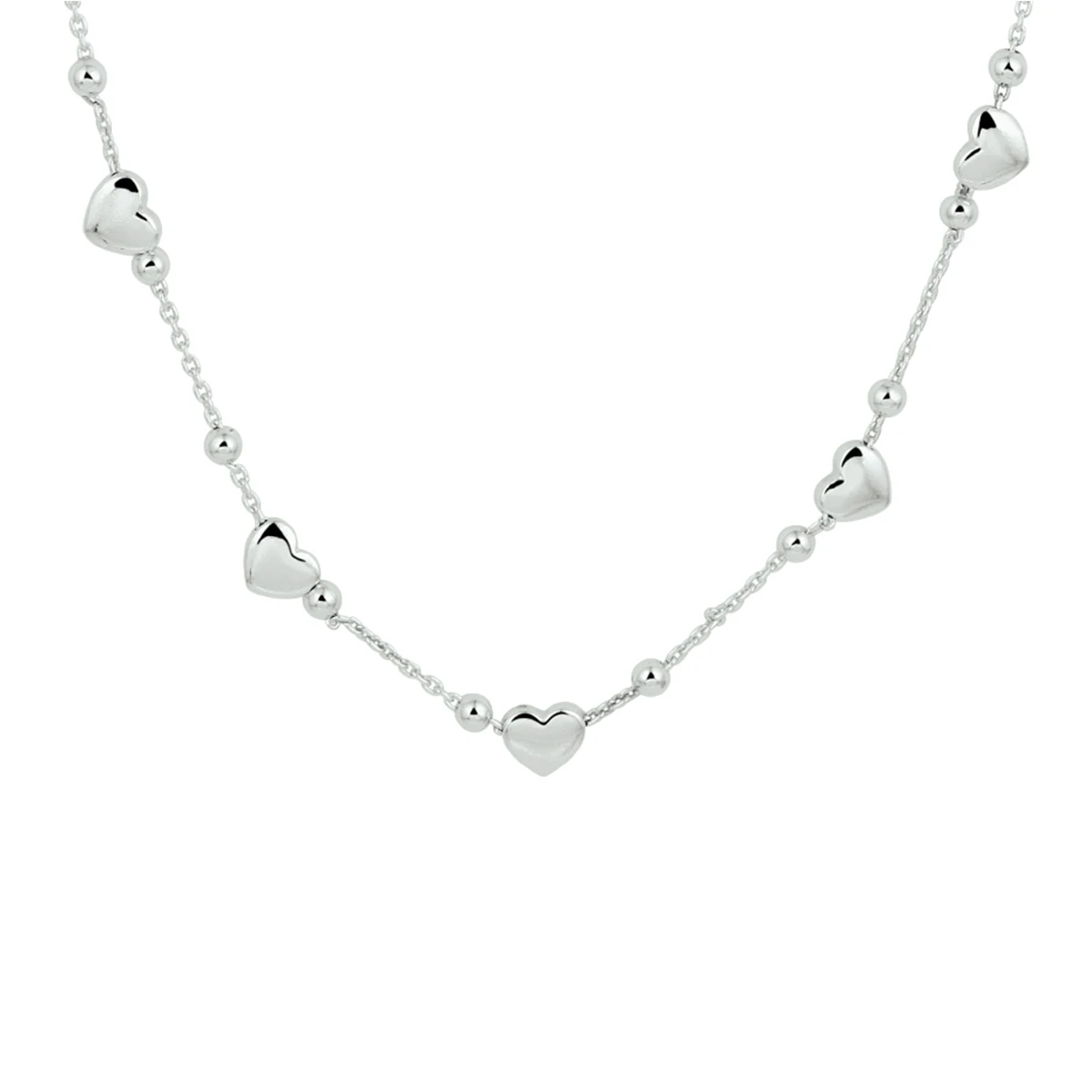 collier hartjes 36 + 3 cm zilver gerhodineerd
