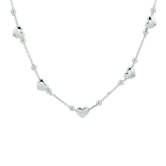 collier hartjes 36 + 3 cm zilver gerhodineerd