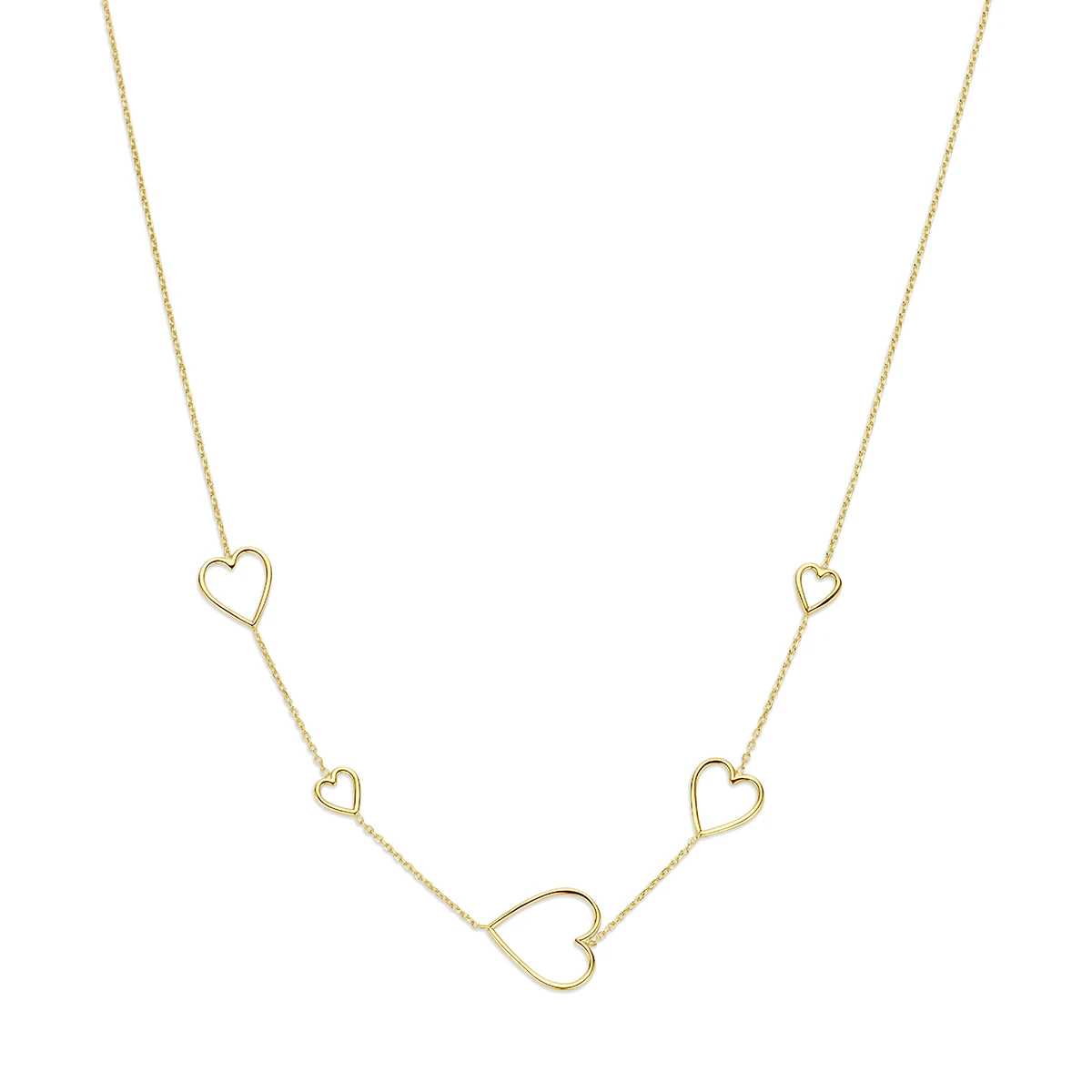 collier hartjes 41 + 4 cm 3 micron zilver verguld (geel)