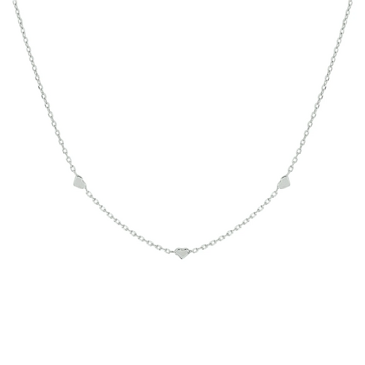 collier hartjes 41 + 4 cm zilver gerhodineerd