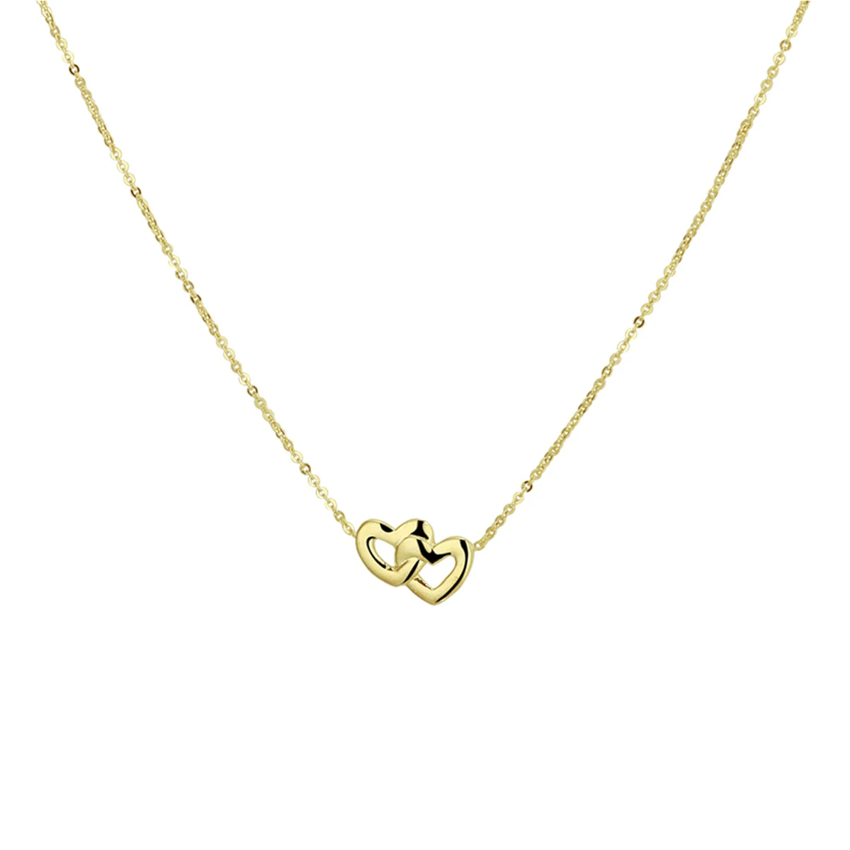 collier hartjes 42 + 3  cm 14K geelgoud