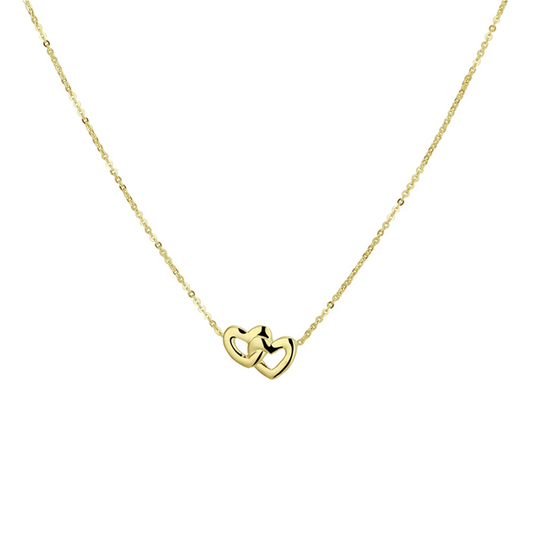 collier hartjes 42 + 3  cm 14K geelgoud