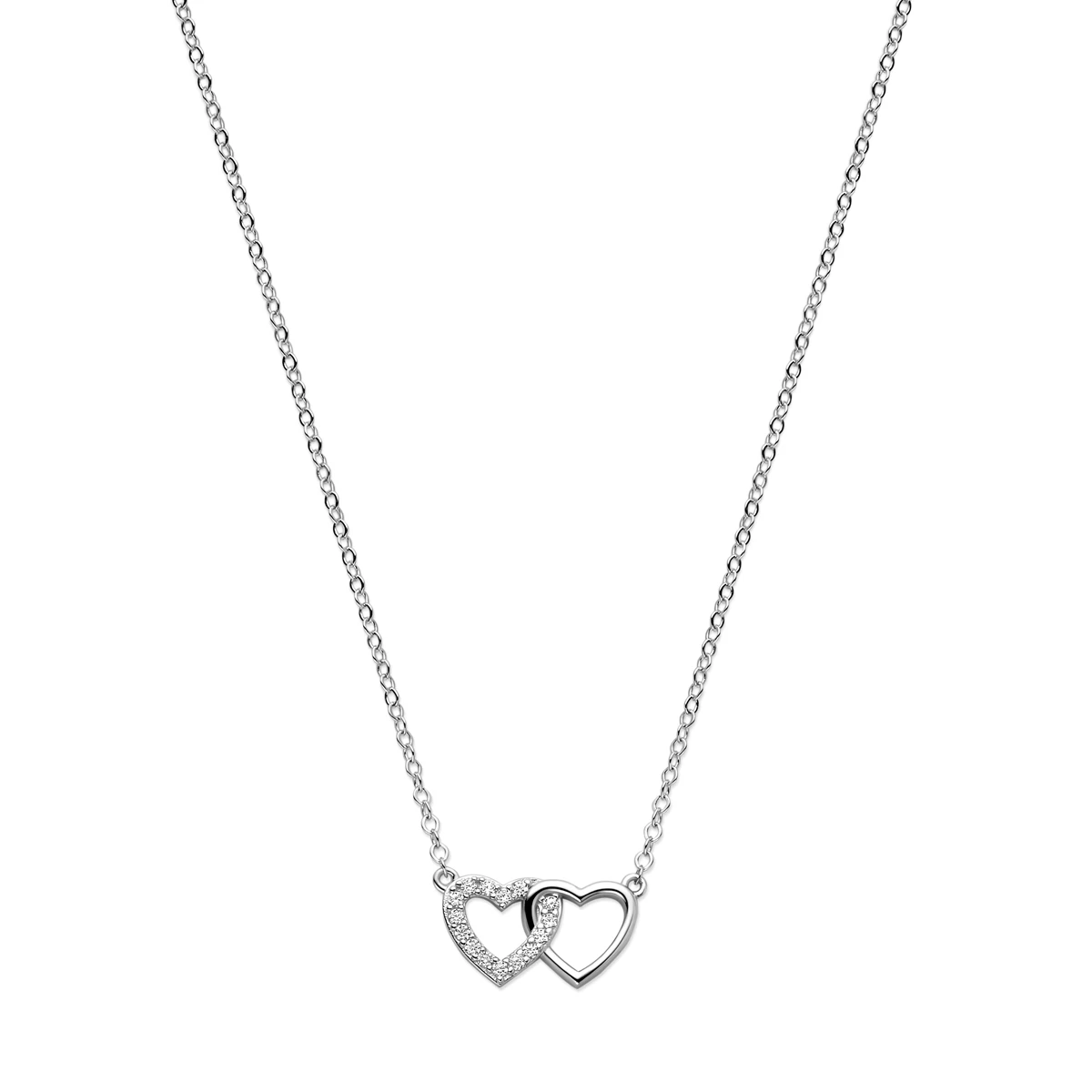 collier hartjes zirkonia 1,2 mm 40 + 4 cm zilver gerhodineerd