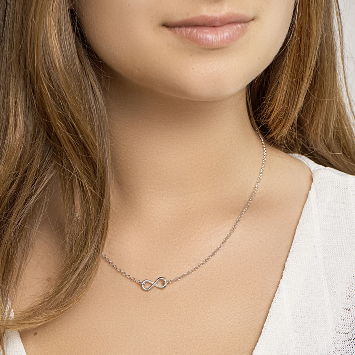 collier infinity 40 + 4 cm zilver gerhodineerd