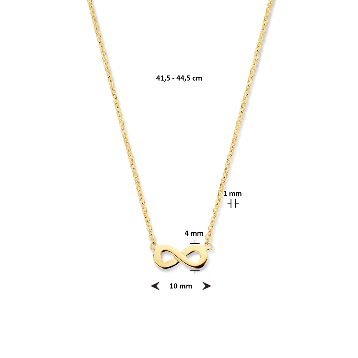 collier infinity 41,5 - 44,5 cm 14K geelgoud