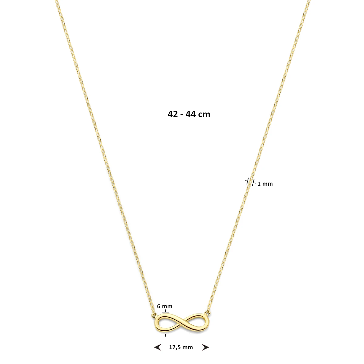 collier infinity  42 - 44 cm 14K geelgoud