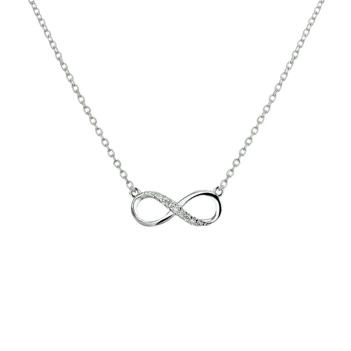 collier infinity zirkonia 36 + 4 cm zilver gerhodineerd