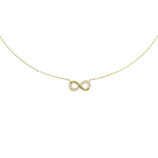 collier infinity zirkonia 40 - 42 - 44 cm 14K geelgoud