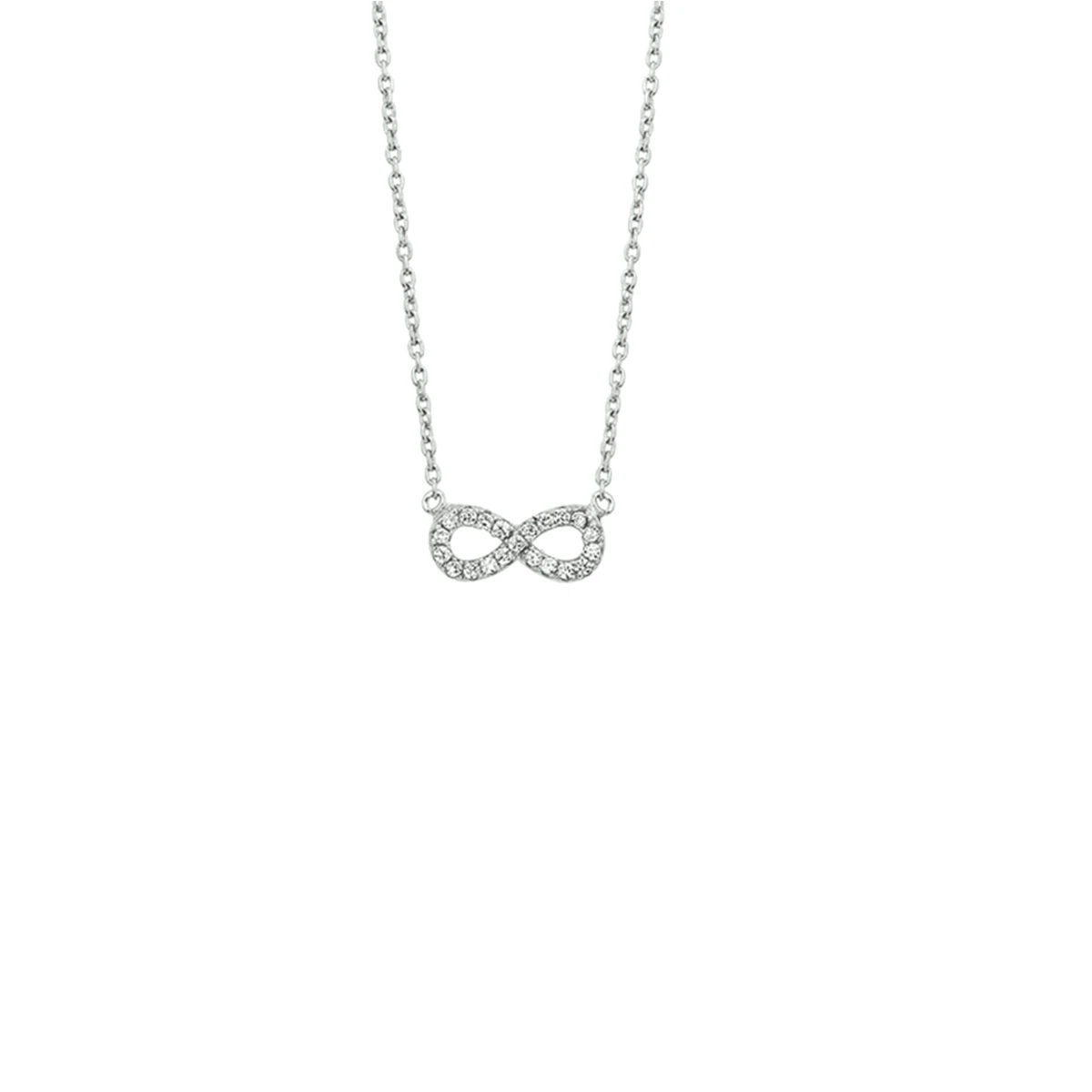 collier infinity zirkonia 41 + 4 cm zilver gerhodineerd