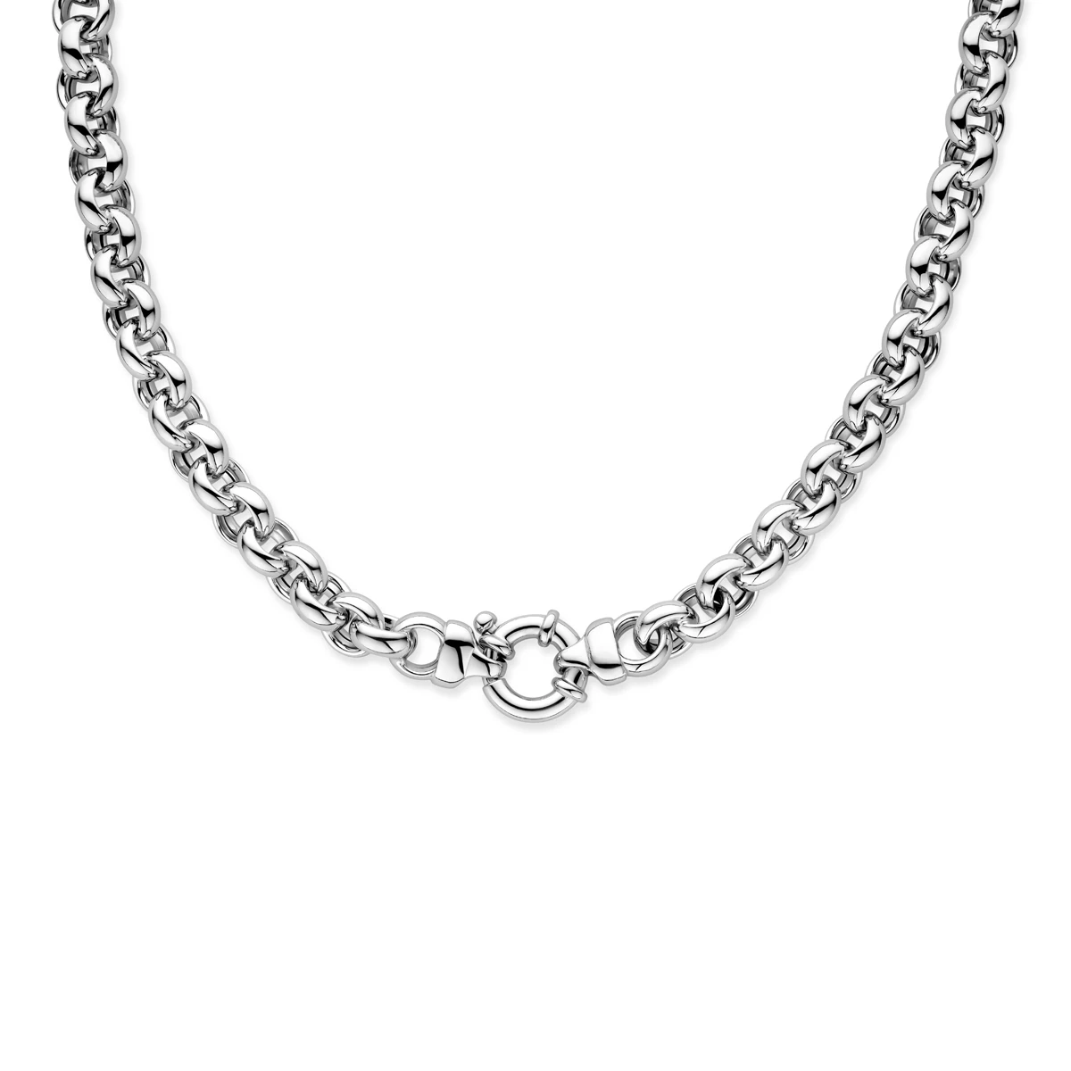 collier jasseron 10 mm met groot veerslot zilver gerhodineerd