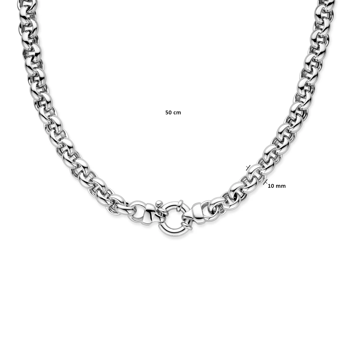 collier jasseron 10 mm met groot veerslot zilver gerhodineerd
