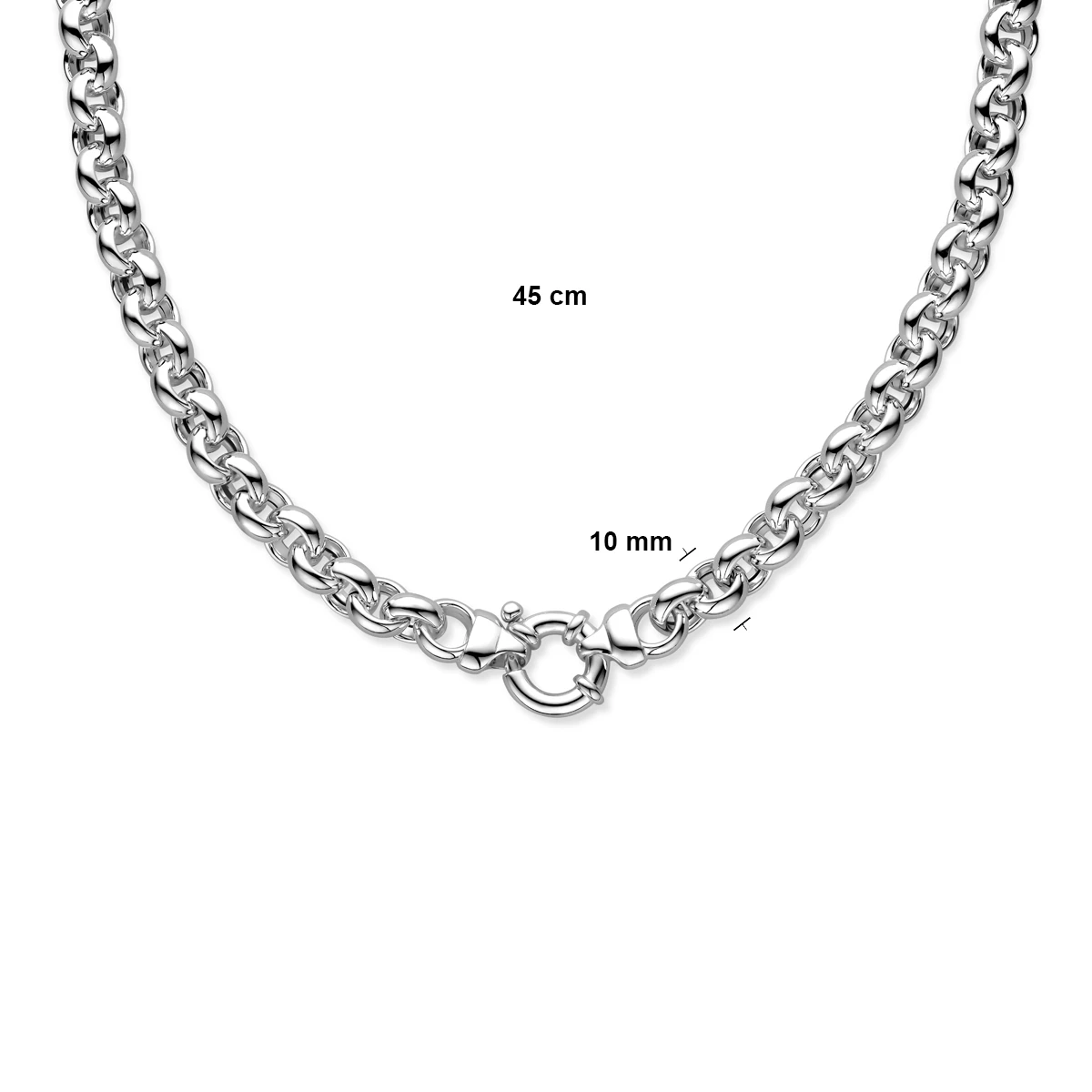 collier jasseron 10 mm met groot veerslot zilver wit