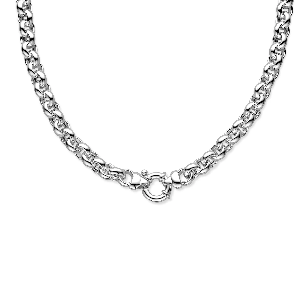 collier jasseron 10 mm met groot veerslot zilver wit
