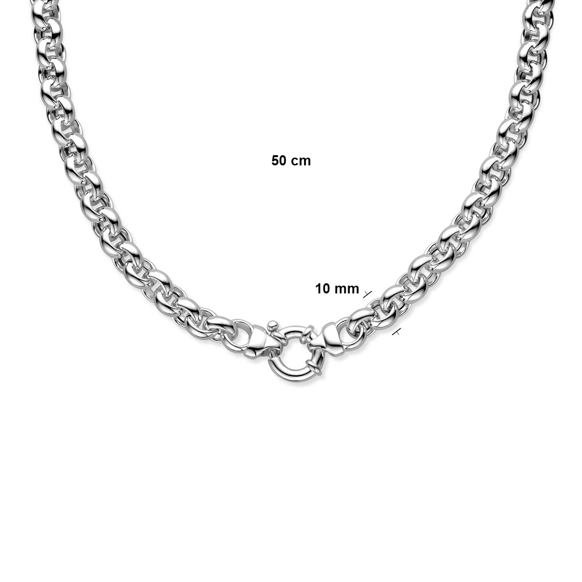 collier jasseron 10 mm met groot veerslot zilver wit