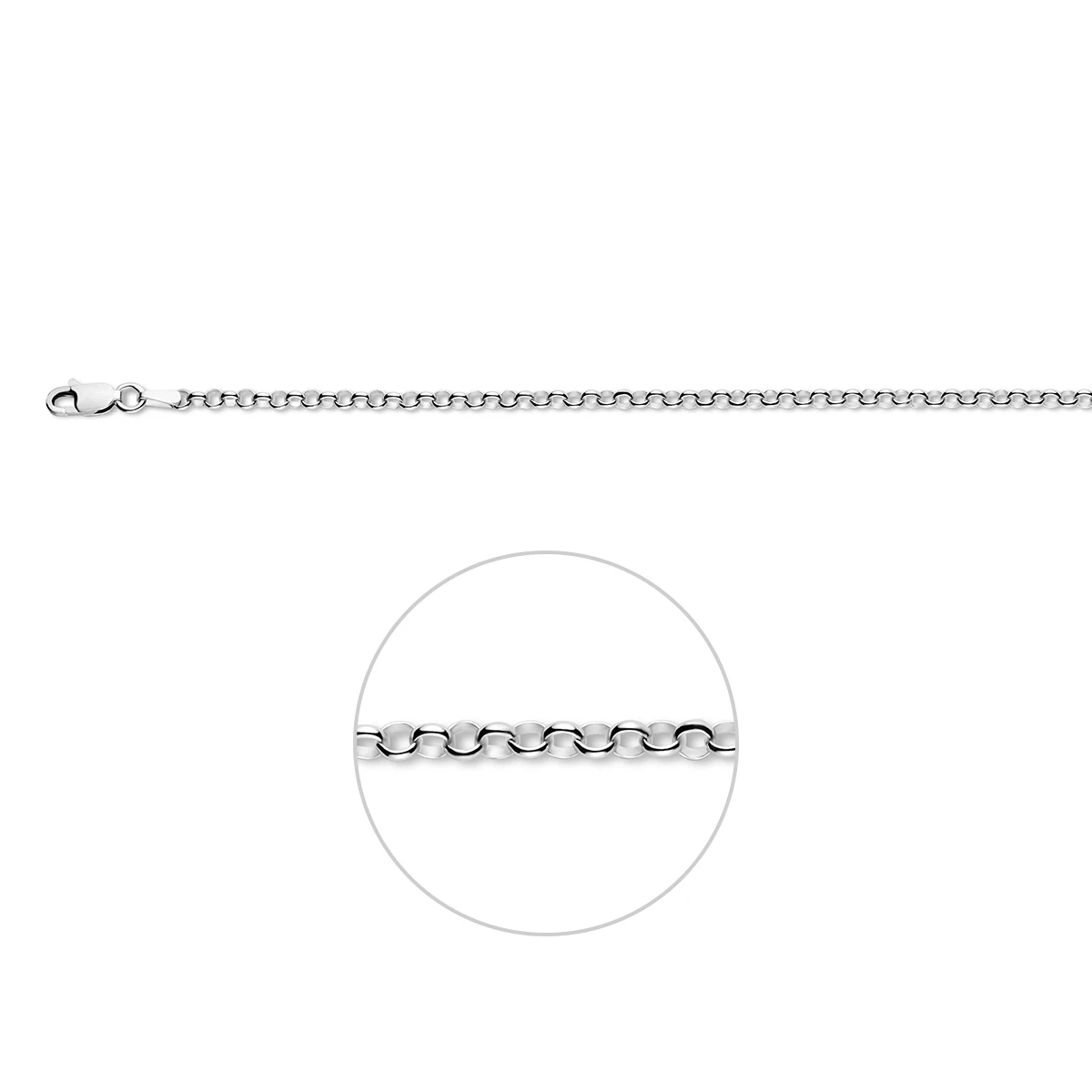 collier jasseron 3,0 mm 80 cm zilver gerhodineerd