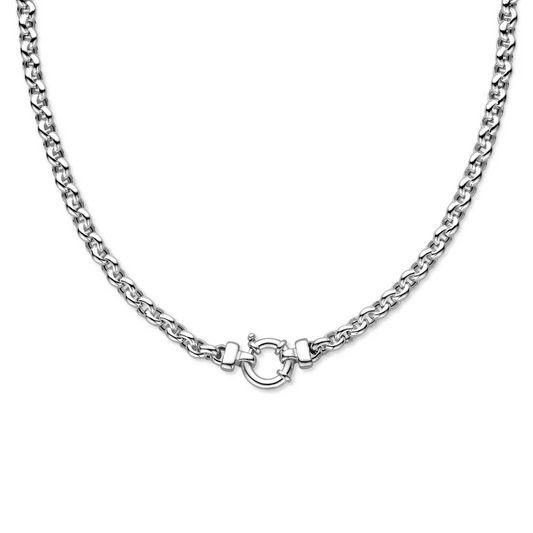 collier jasseron 6 mm met groot veerslot zilver wit