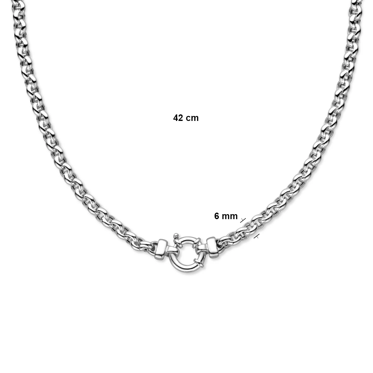 collier jasseron 6 mm met groot veerslot zilver wit