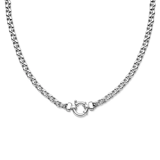 collier jasseron 6 mm met groot veerslot zilver wit