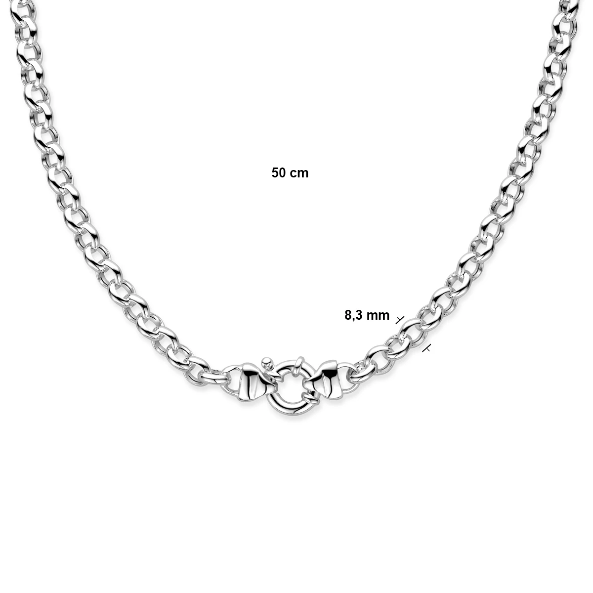 collier jasseron 8,3 mm met groot veerslot zilver wit