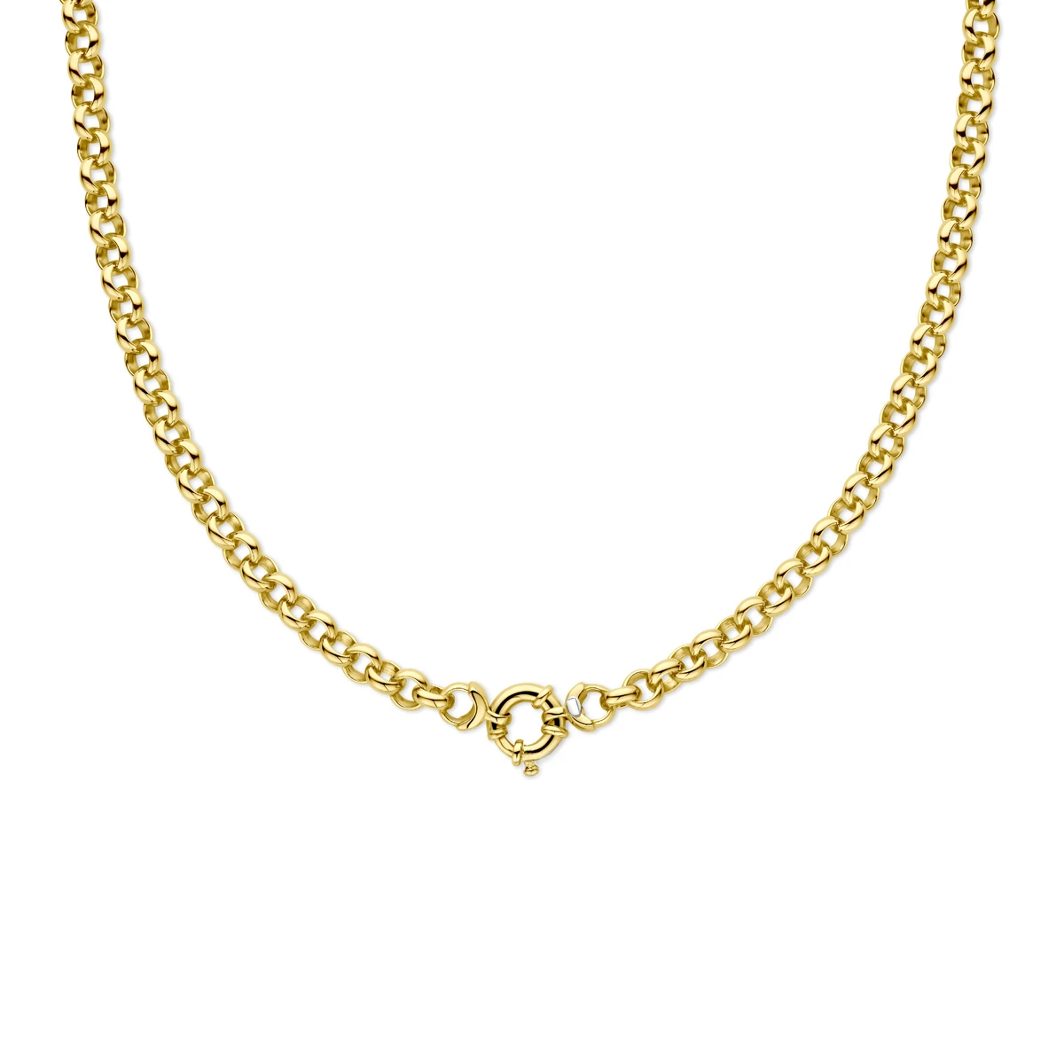 collier jasseron massief 7 mm 45 cm met groot veerslot silgold (geel met zilverkern)