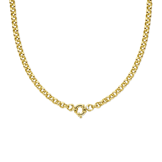 collier jasseron massief 7 mm 45 cm met groot veerslot Silgold (geel met zilverkern)