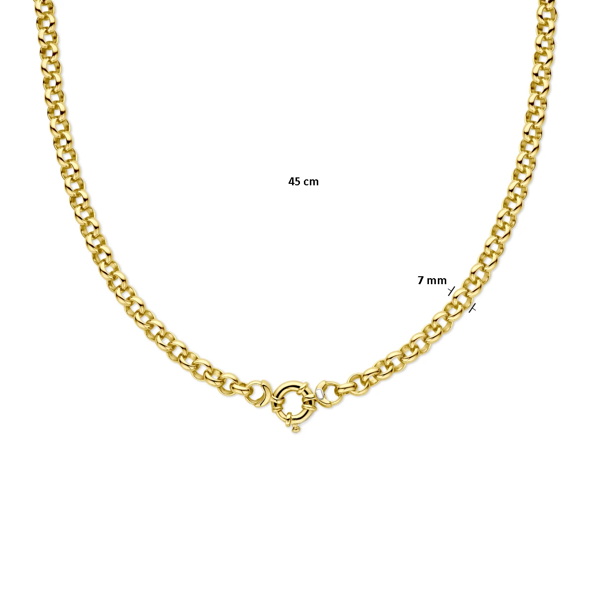 collier jasseron massief 7 mm 45 cm met groot veerslot silgold (geel met zilverkern)