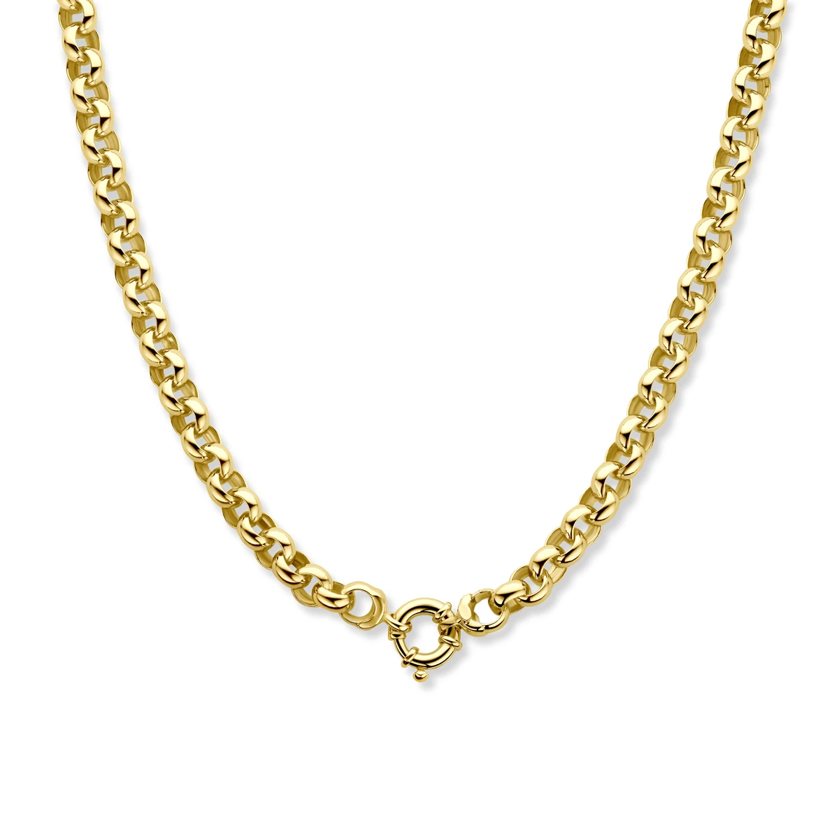 collier jasseron massief 8 mm met groot veerslot silgold (geel met zilverkern)