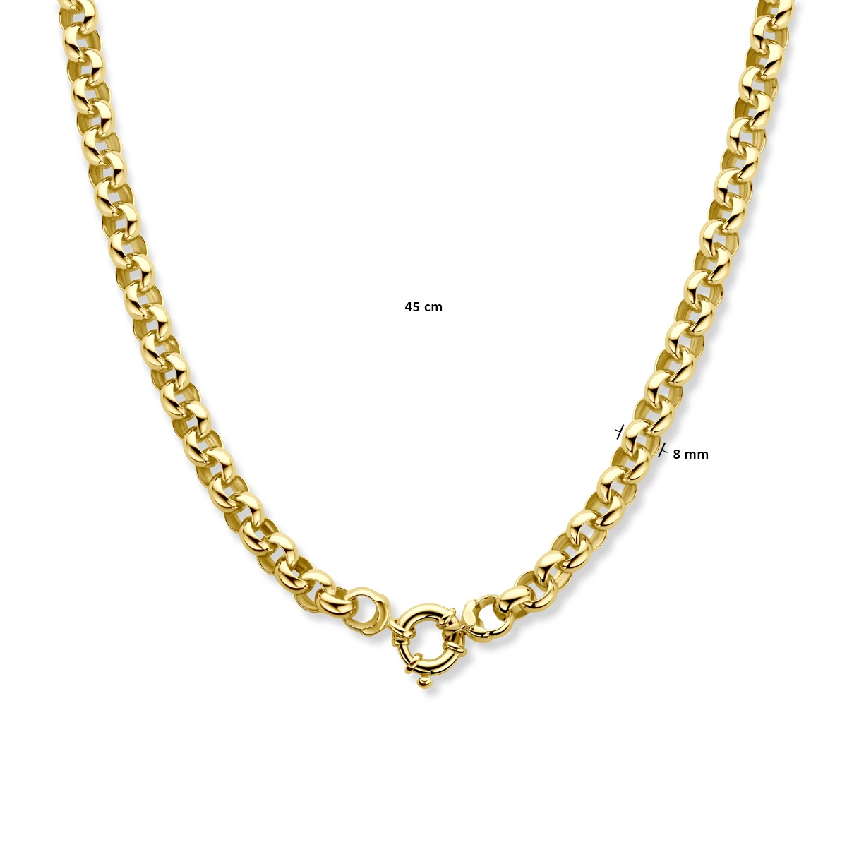 collier jasseron massief 8 mm met groot veerslot silgold (geel met zilverkern)