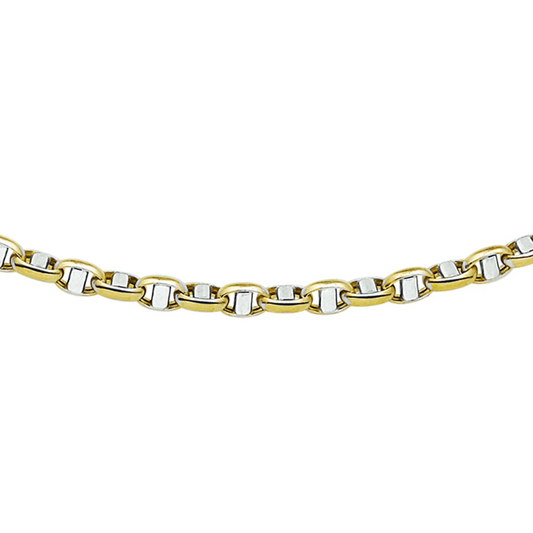 jasseron ovaal met balkje 3,5 mm 14K bicolor goud geel/wit