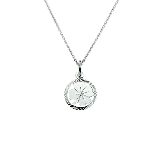 collier klavertje 41 + 4 cm zilver gerhodineerd