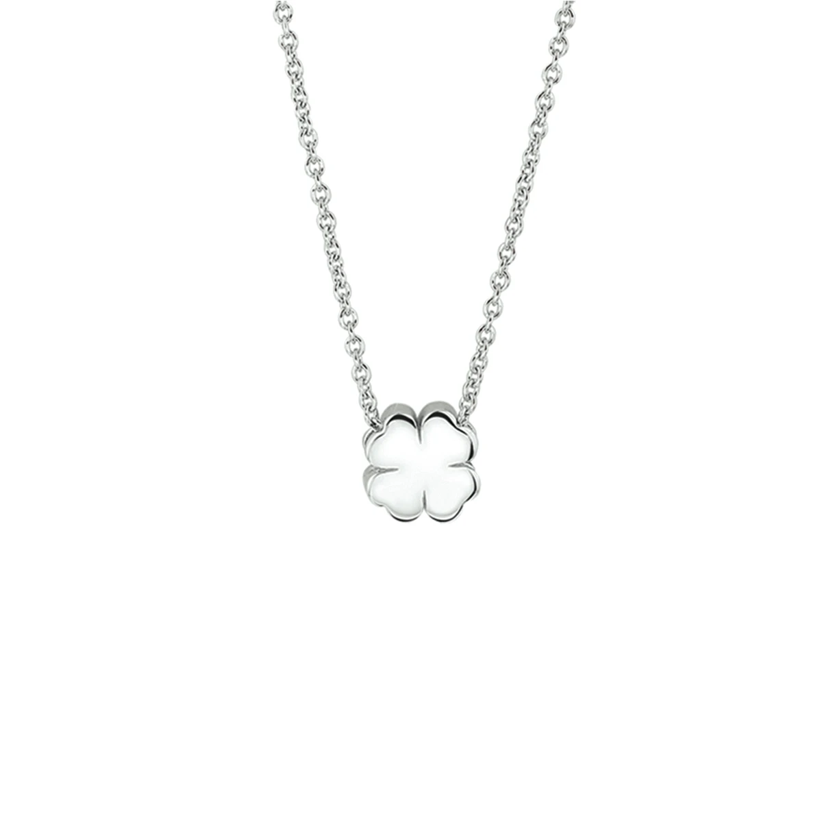 collier klavertje 41 + 4 cm zilver gerhodineerd