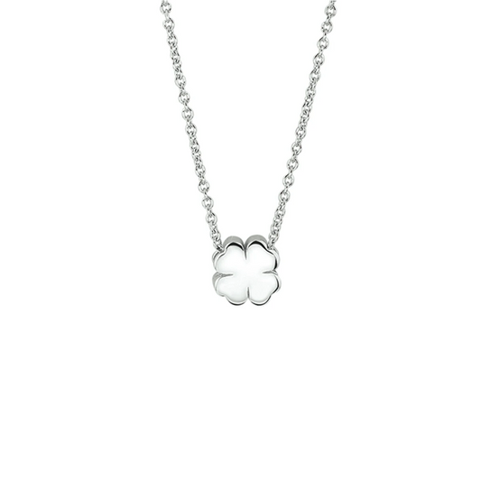 collier klavertje 41 + 4 cm zilver gerhodineerd