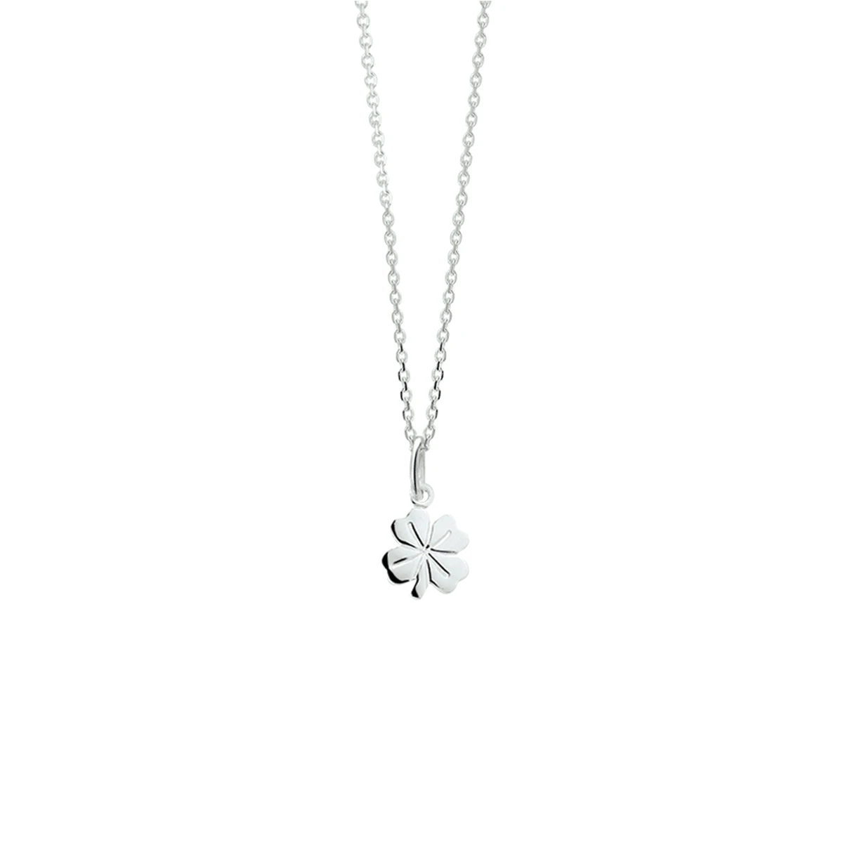 collier klavertje 41 + 4 cm zilver wit