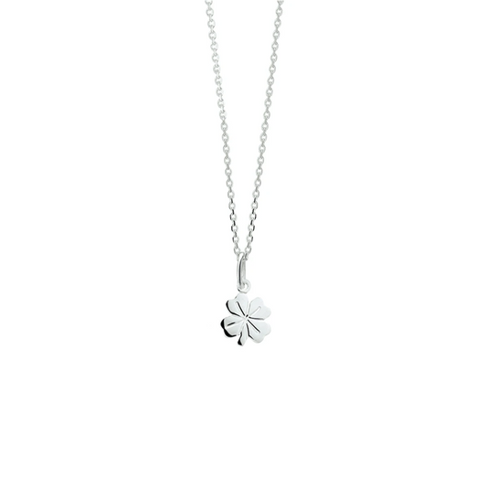 collier klavertje 41 + 4 cm zilver wit