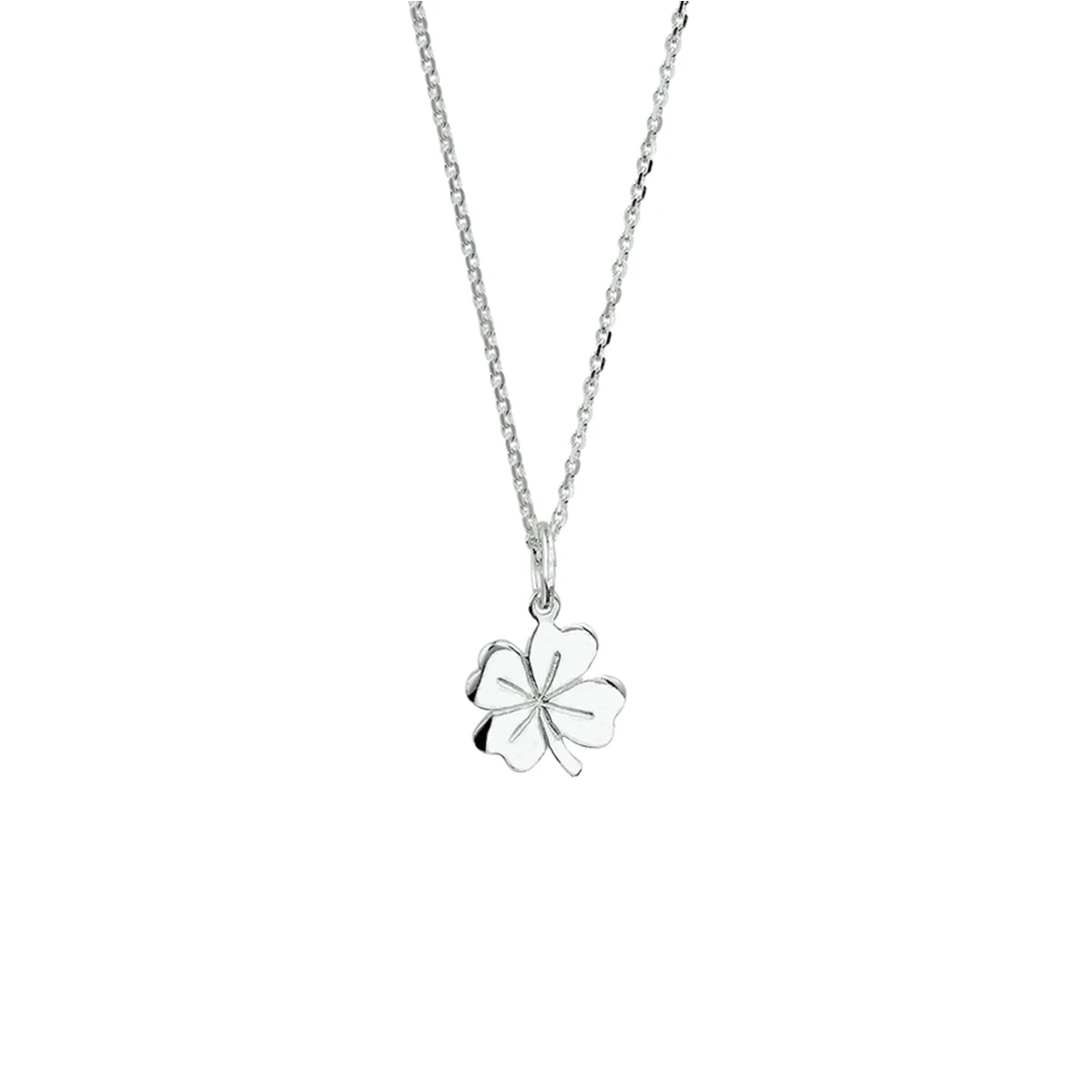 collier klavertje 41 + 4 cm zilver wit