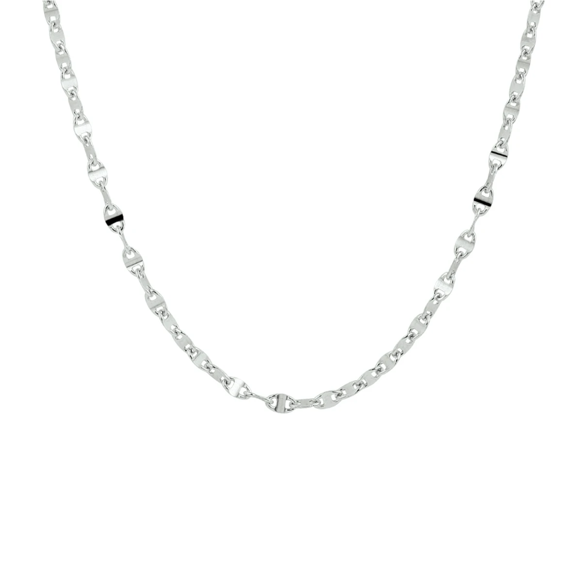 collier koffieboon 2.8 mm 45 cm zilver gerhodineerd