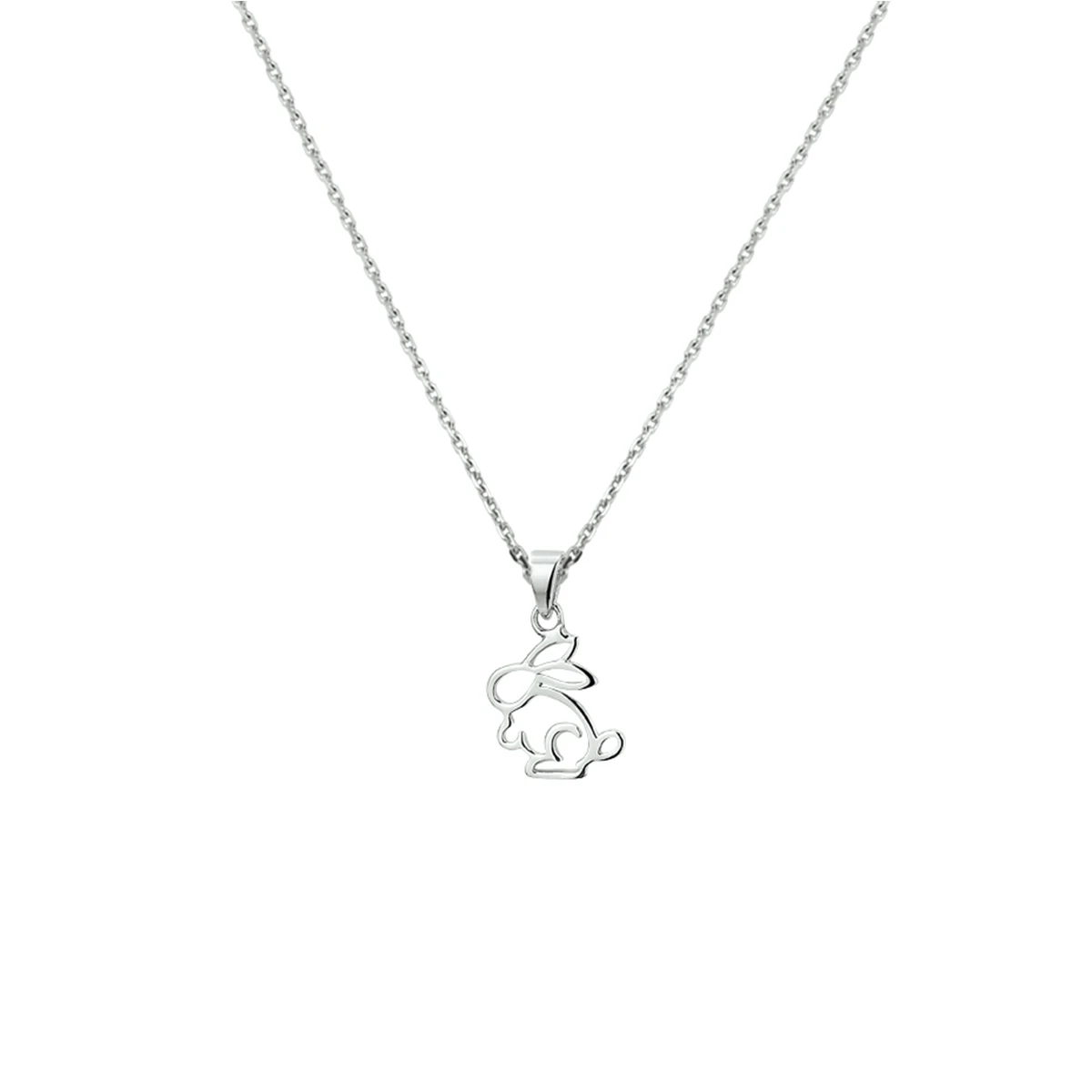 collier konijn 36 + 4 cm zilver gerhodineerd