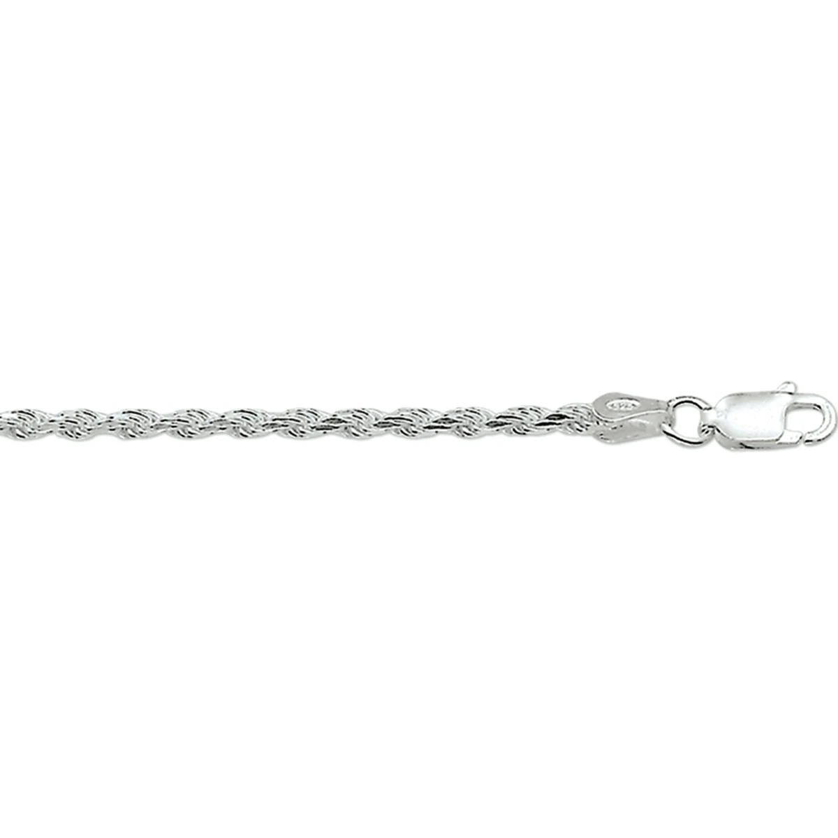 collier koord gediamanteerd 2,8 mm 45 cm zilver gerhodineerd